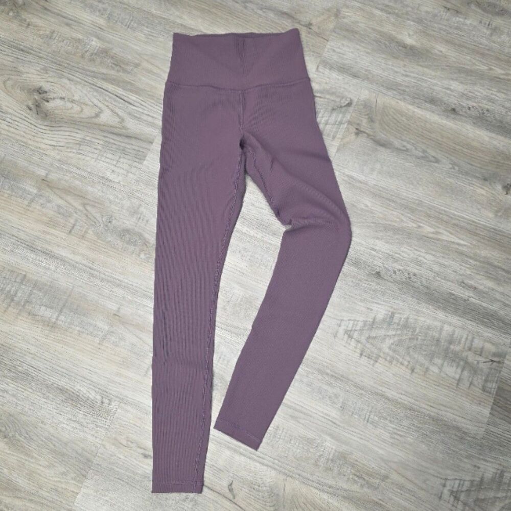 Athleta Mauve Purple Ribbed High-Rise Leggings